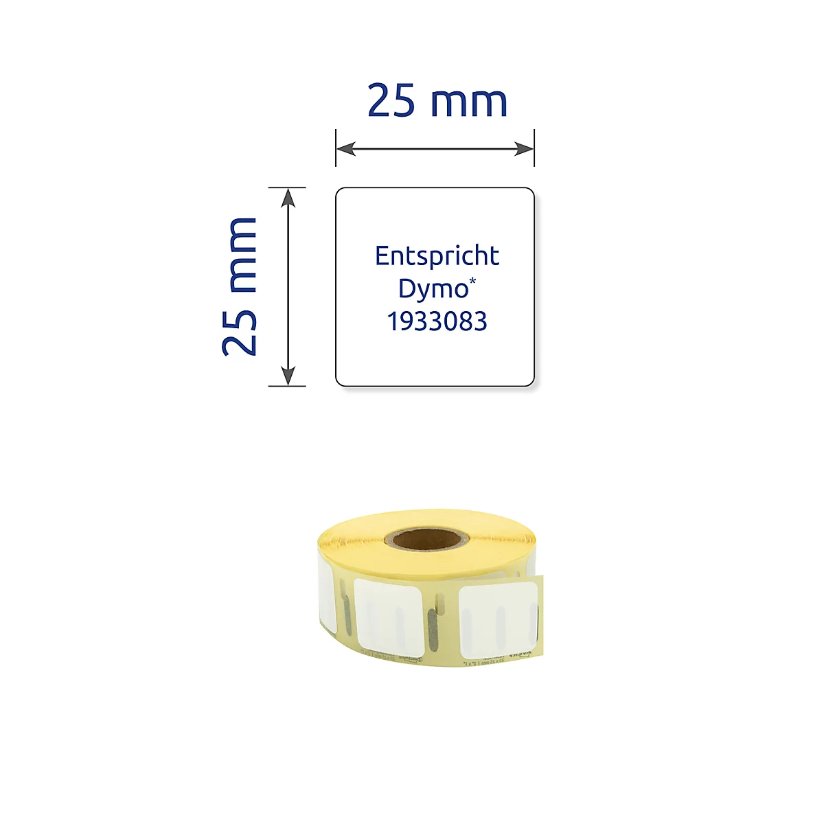 Etiquettes en rouleau Avery® Zweckform, compatibles avec DYMO® LabelWriter™ Series 300/400/450/4XL/Wireless, adhésif permanent, L 25 x H 25 mm, blanc, 850 pièces.