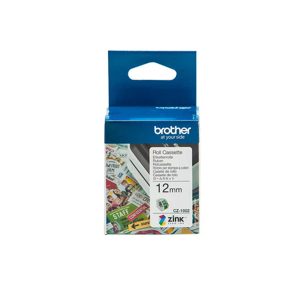 Étiquettes en rouleaux pour Brother VC-500W, autocollant, L 5000 mm x l. 12 mm