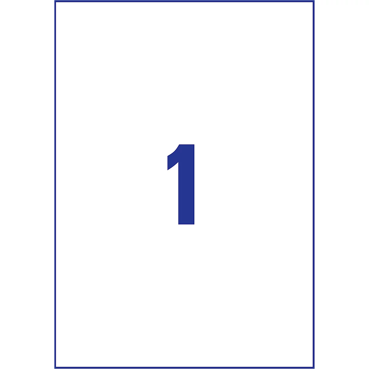 Carré blanc avec un bord bleu et un grand chiffre 1 bleu foncé.