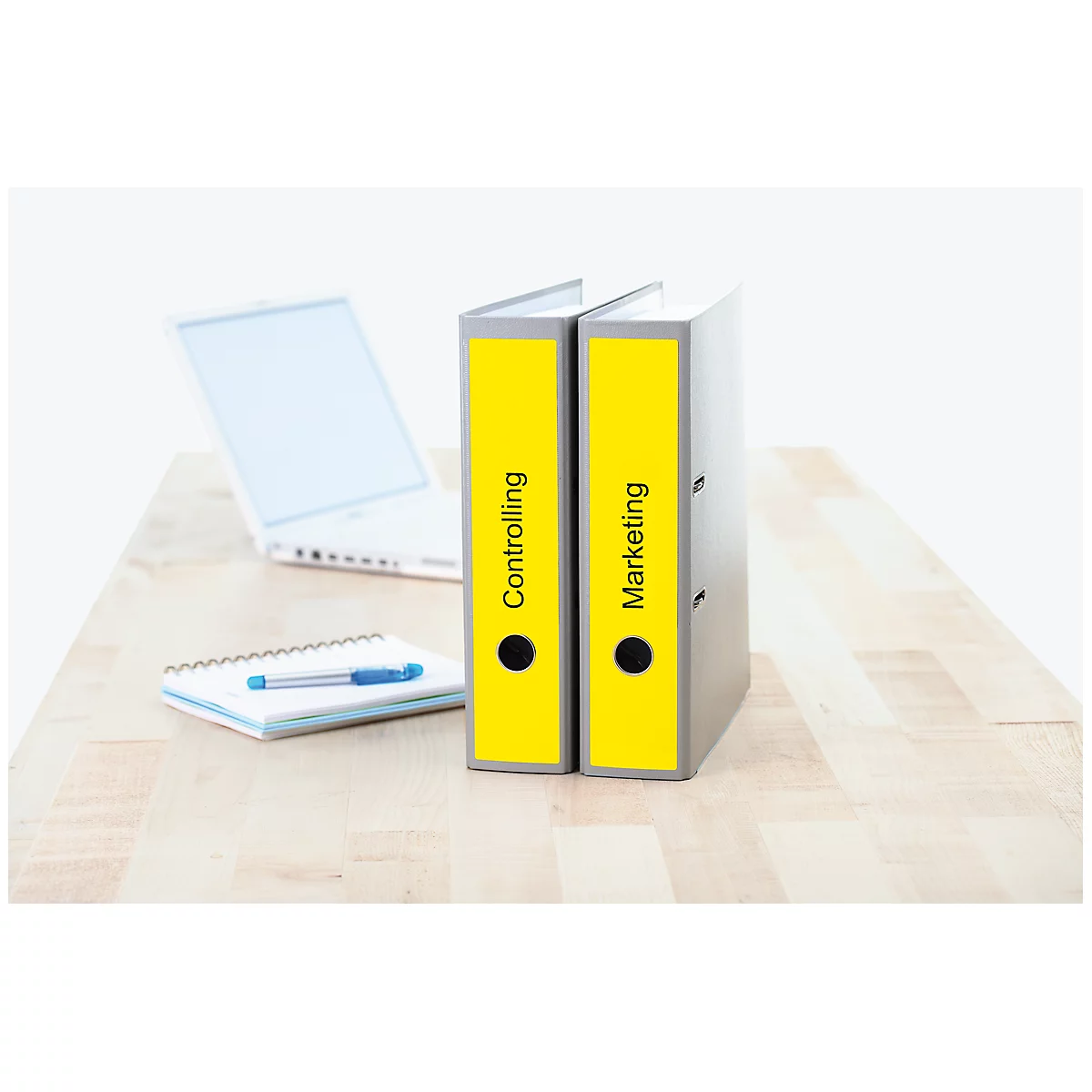 Étiquettes pour classeurs A4 Herma, 297 x 61 mm, adhésif permanent/imprimable, 60 p., jaune