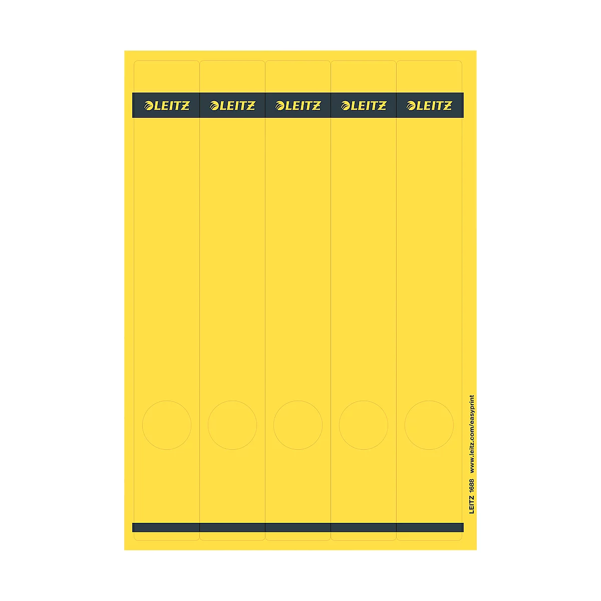 Étiquettes pour classeurs longues LEITZ®, imprimable, largeur de tranche 50 mm, autocollant 125 p., jaune