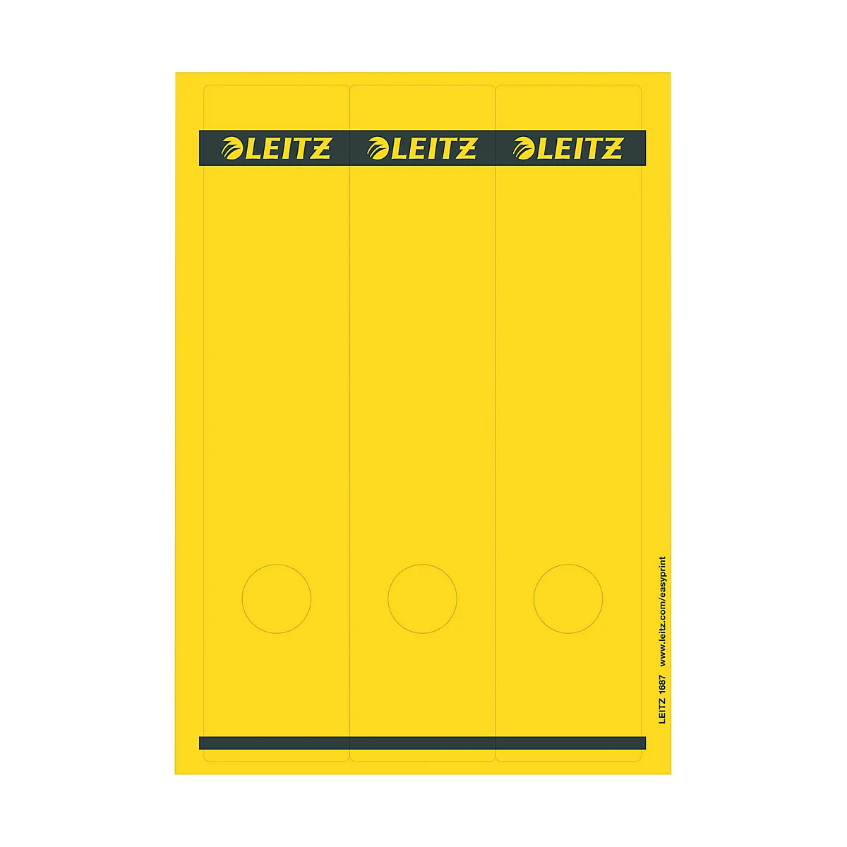 Étiquettes pour classeurs longues LEITZ®, imprimable, largeur de tranche 80 mm, autocollant 75 p., jaune