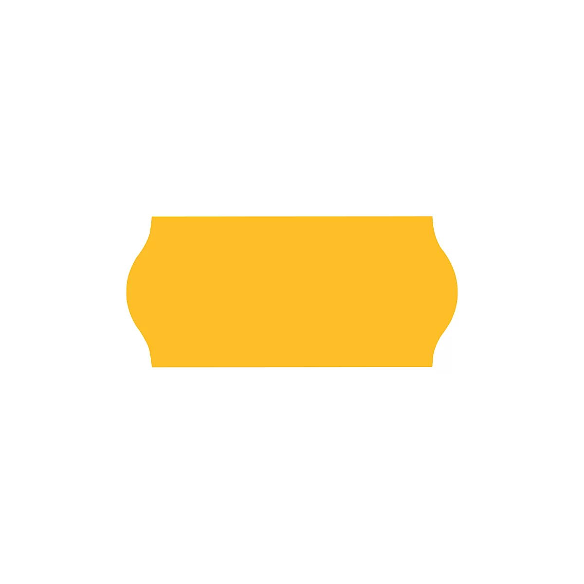 Étiquette jaune avec un bord ondulé sur fond blanc.