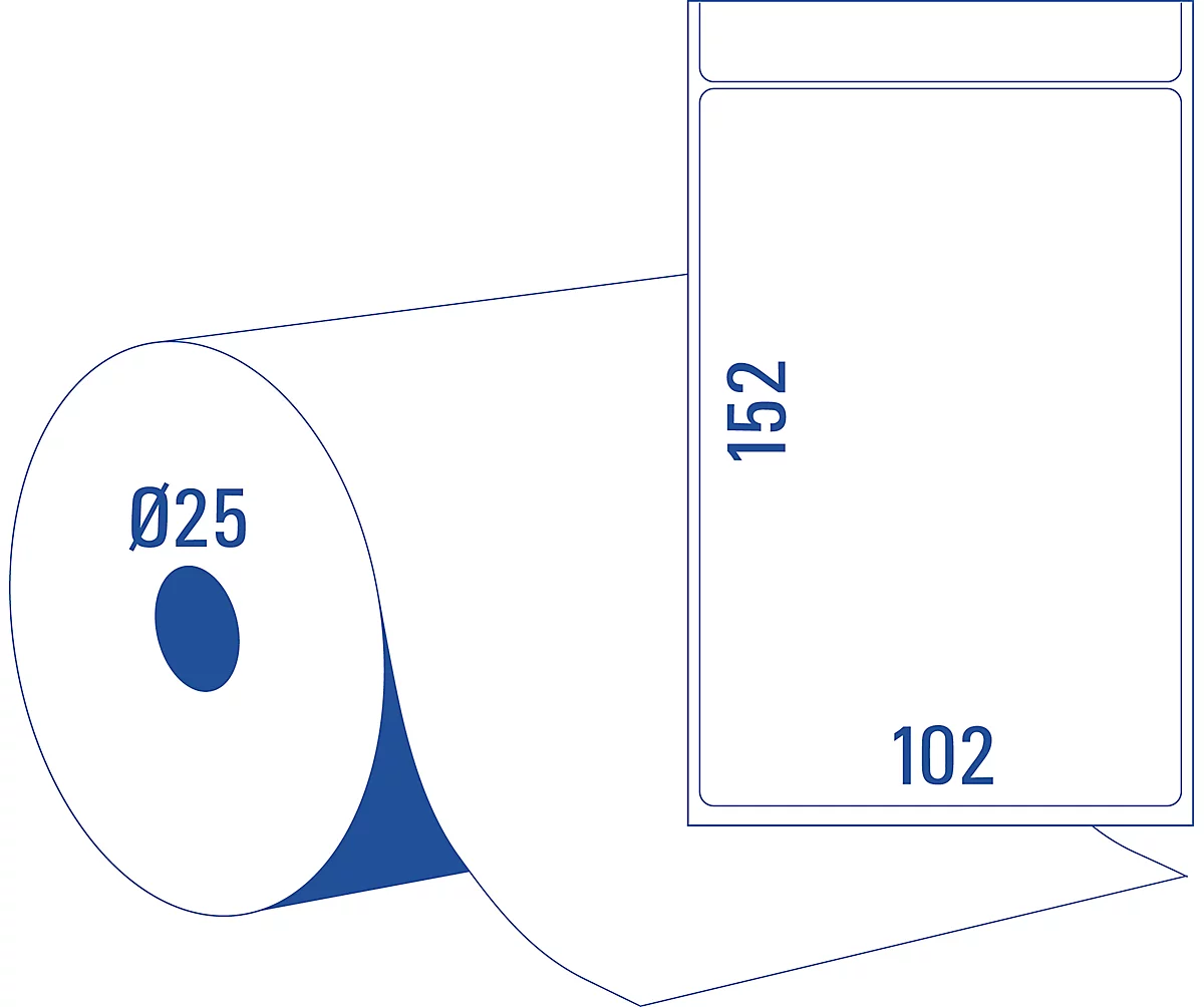 Rouleau de 1000 étiquettes thermiques 50 x 25 mm