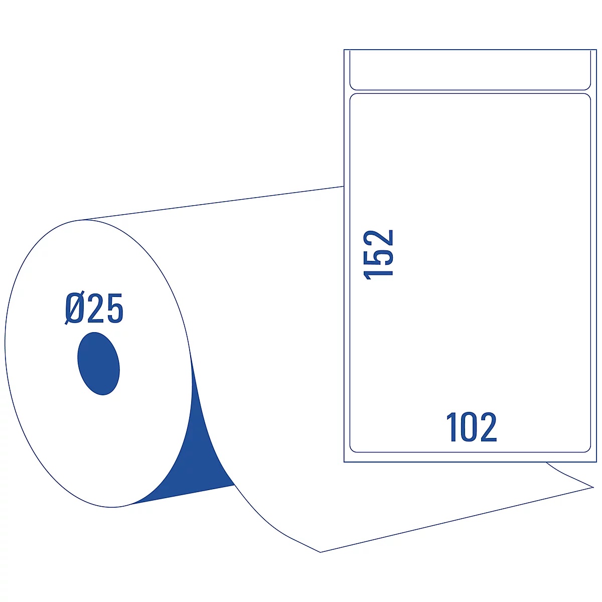 Rouleau de 1000 étiquettes thermiques 50 x 25 mm