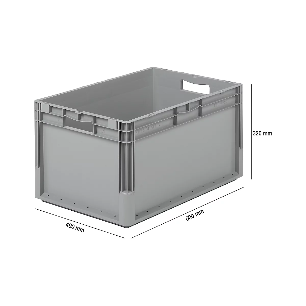 Euro Box ELB 6320 - polypropyleen - B 600 x D 400 x H 320 mm - inhoud 64 l - grijs - 5 stuks