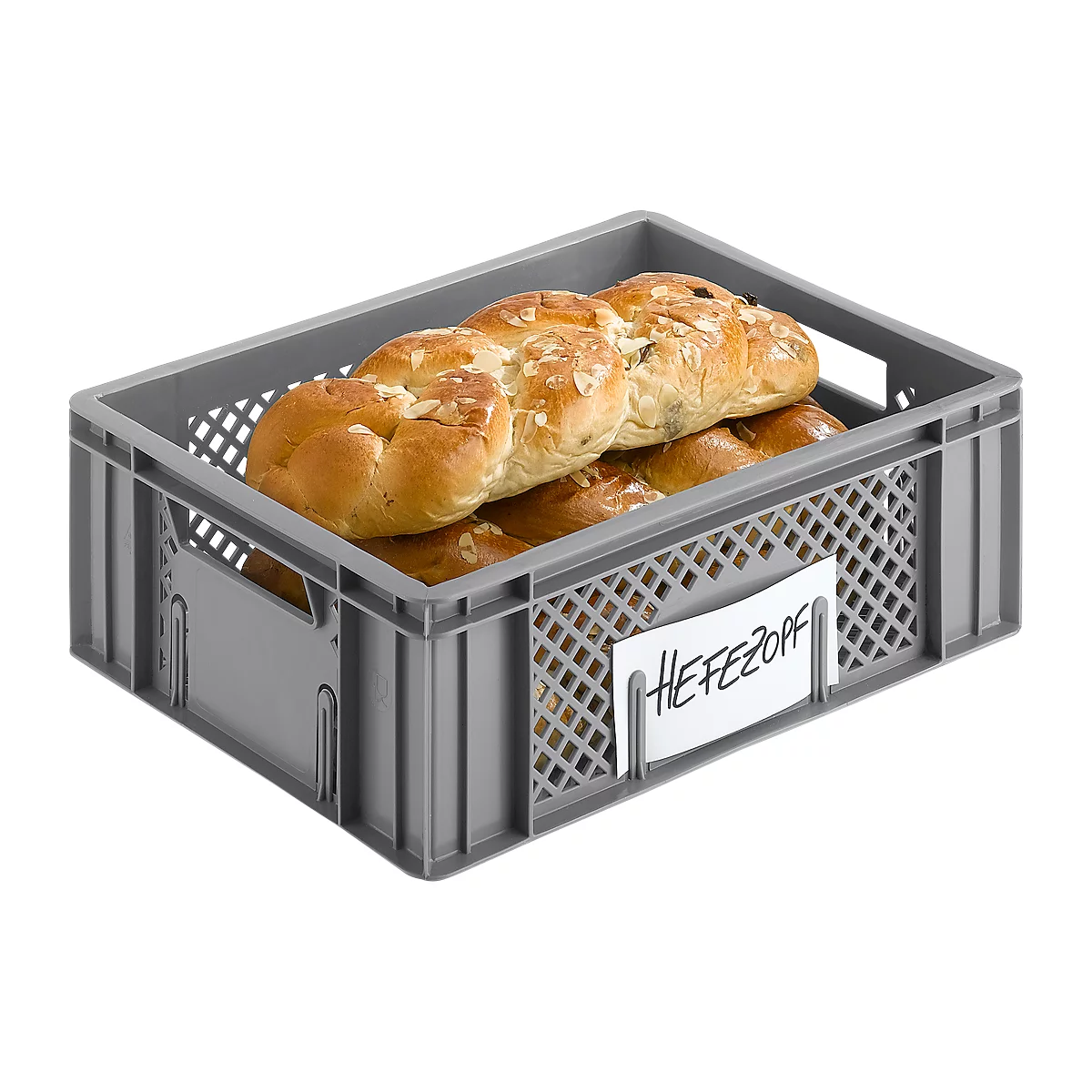 Euro Box groente- en fruitkist, voedselveilig, inhoud 11,9 L, opengewerkte versie, grijs