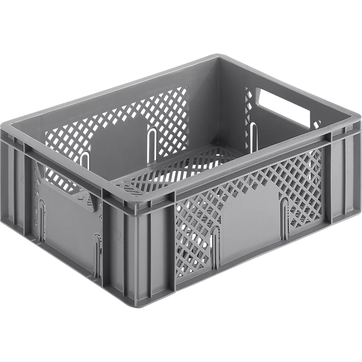 Euro Box groente- en fruitkist, voedselveilig, inhoud 11,9 L, opengewerkte versie, grijs