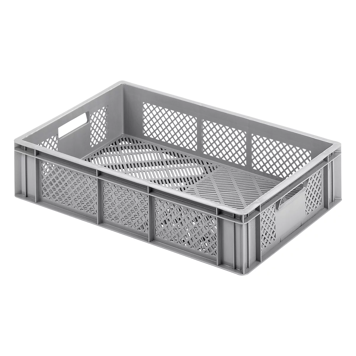 Euro Box groente- en fruitkist, voedselveilig, inhoud 24,87 L, opengewerkte versie, grijs