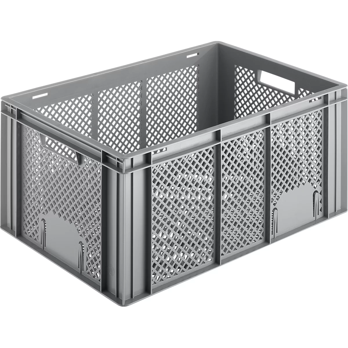 Euro Box groente- en fruitkist, voedselveilig, inhoud 55,7 L, opengewerkte versie, grijs