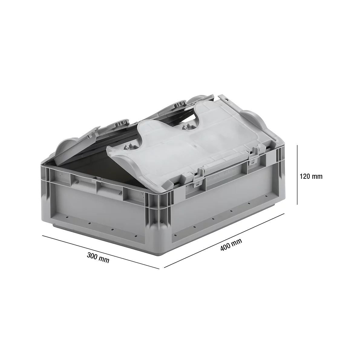 Euro Box Leichtbehälter ELB 4120, aus PP, Inhalt 10,9 L, mit Deckel, grau
