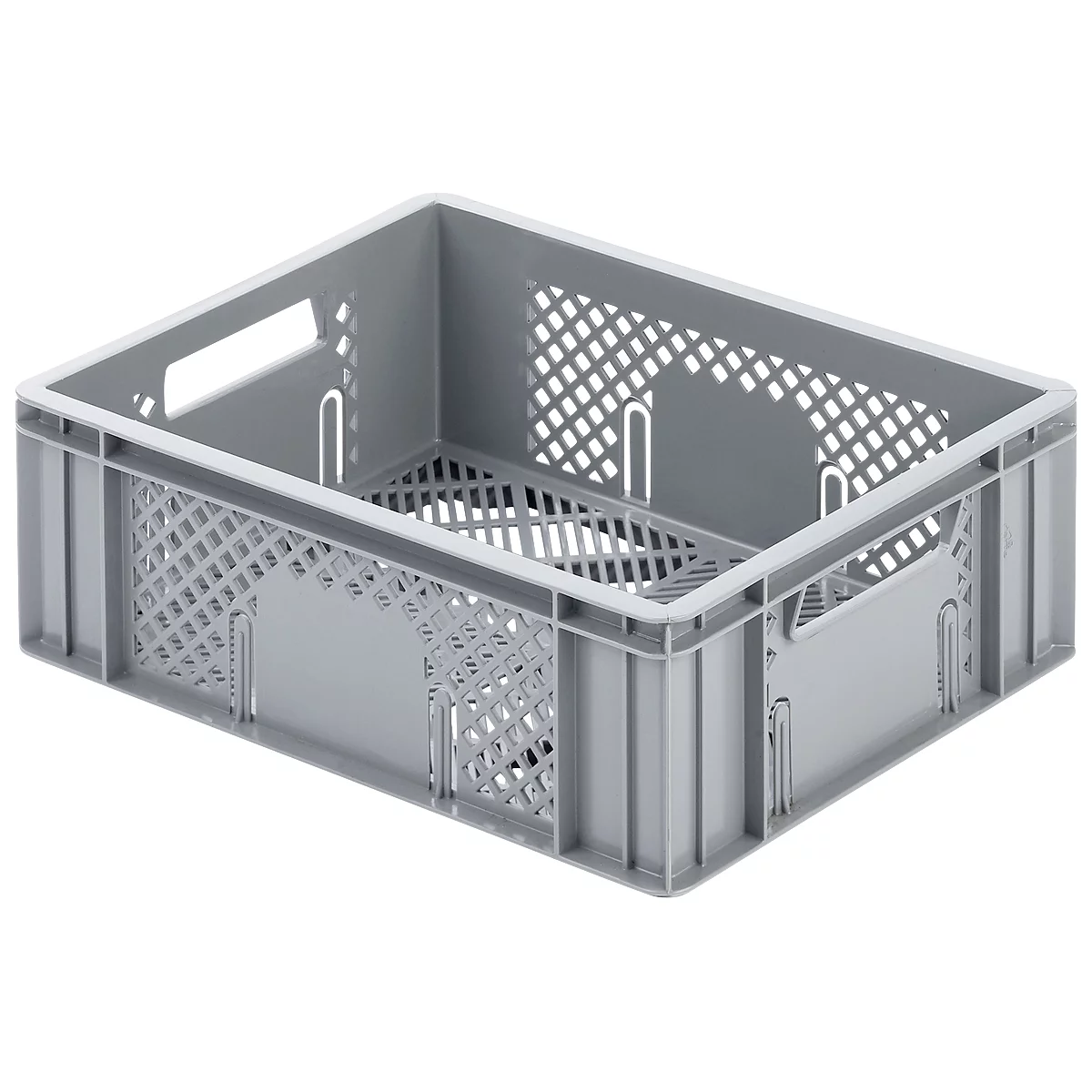 Euro Box Obst- und Gemüsekasten, lebensmittelecht, Inhalt 11,9 L, durchbrochene Version, grau