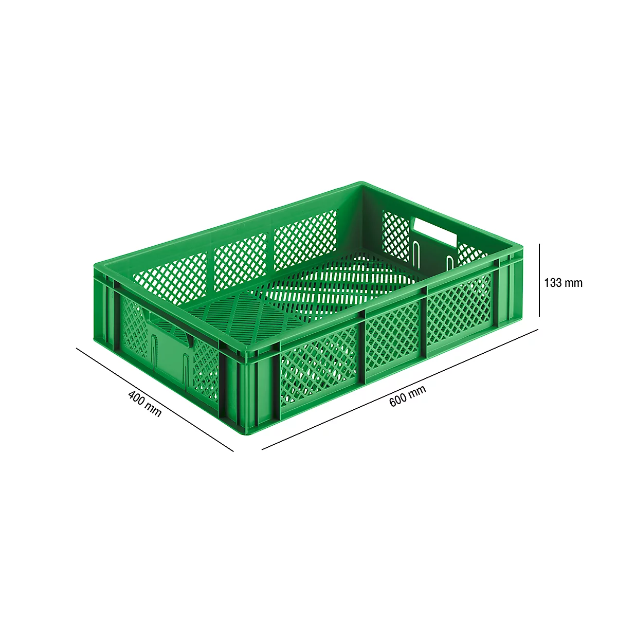 Euro Box Obst- und Gemüsekasten, lebensmittelecht, Inhalt 24,87 L, durchbrochene Version, grün
