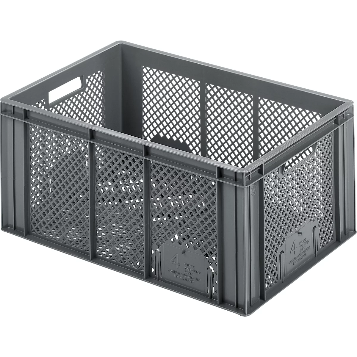 Euro Box Obst- und Gemüsekasten, lebensmittelecht, Inhalt 55,7 L, durchbrochene Version, grau