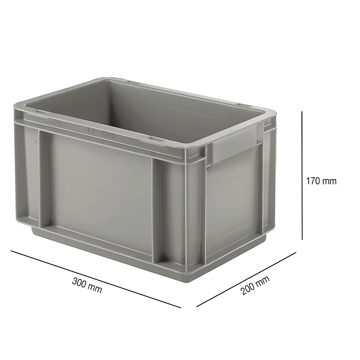 Euro Box Serie EF 3170, aus PP, Inhalt 6,5 L, geschlossene Wände, Unterfassgriff, grau