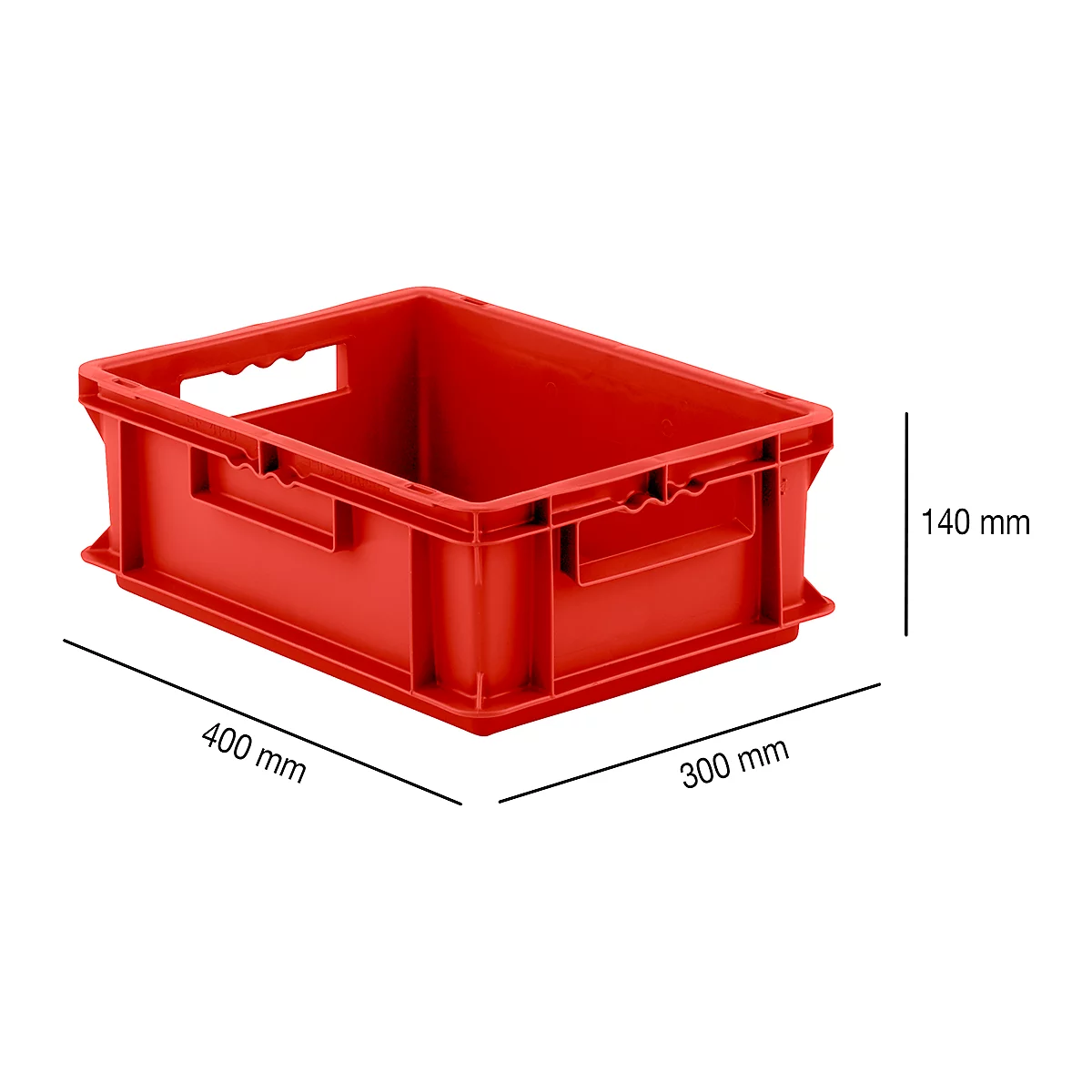 Euro Box Série EF 4140, en PP, capacité 12,8 L, parois fermées, poignée traversante, rouge