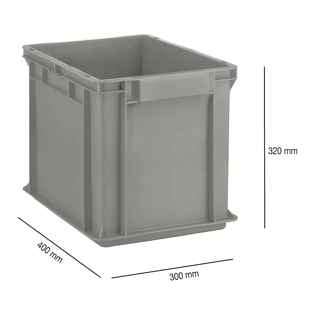 Euro Box Serie EF 4320, aus PP, Inhalt 29,5 L, geschlossene Wände, Unterfassgriff, grau