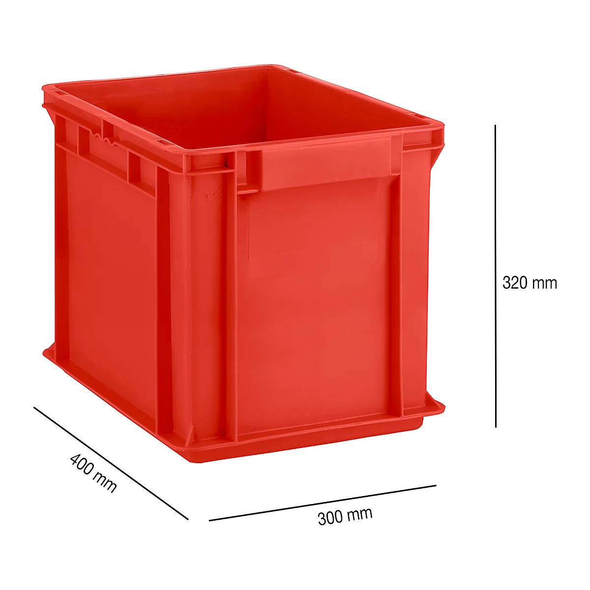 Euro Box Serie EF 4320, aus PP, Inhalt 29,5 L, geschlossene Wände, Unterfassgriff, rot