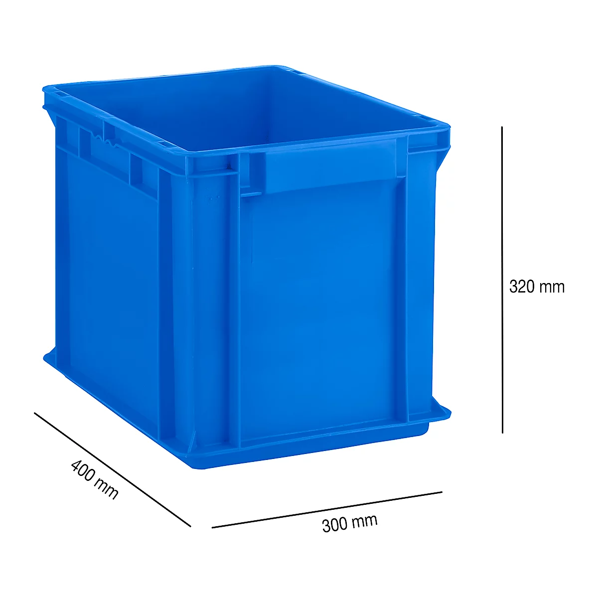 Euro Box Série EF 4320, en PP, capacité 29,5 L, parois fermées, poignée sous le couvercle, bleu