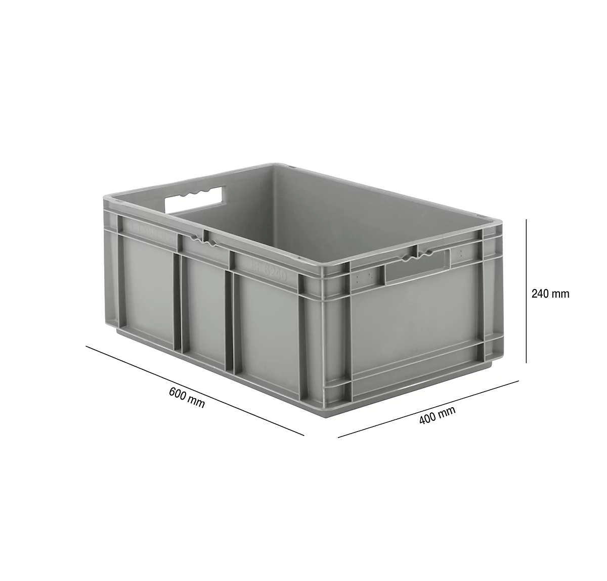 Euro Box Serie EF 6240, aus PP, Inhalt 47,5 L, geschlossene Wände, grau, Unterfassgriff