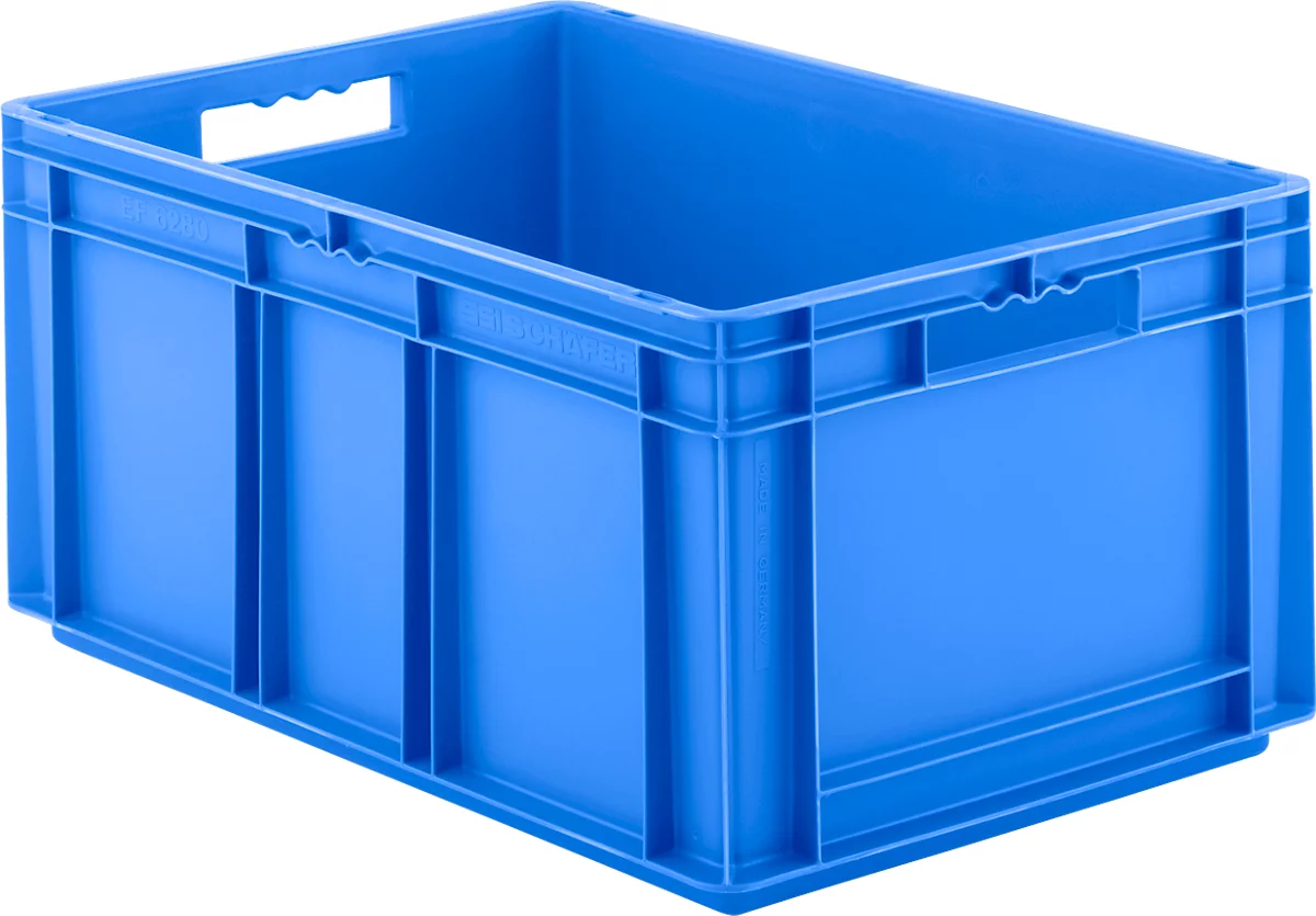 Euro Box Serie EF 6280, aus PP, Inhalt 56,6 L, geschlossene Wände, blau, Unterfassgriff