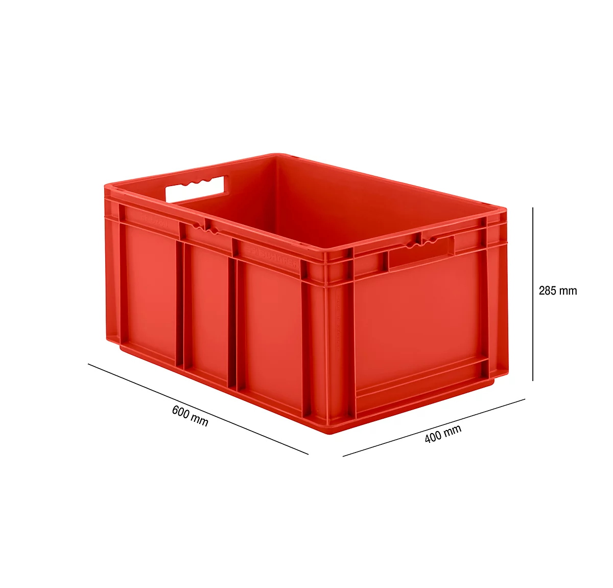 Euro Box Serie EF 6280, aus PP, Inhalt 56,6 L, geschlossene Wände, rot, Durchfassgriff