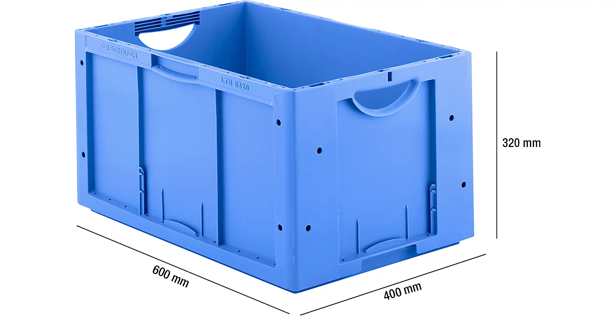 Euro Box Serie LTB 6320, de PP, capacidad 61,7 L, sin tapa, azul