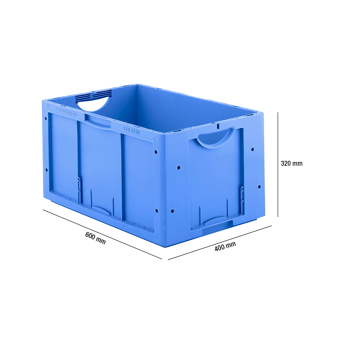 Euro Box Serie LTB 6320, de PP, capacidad 61,7 L, sin tapa, azul