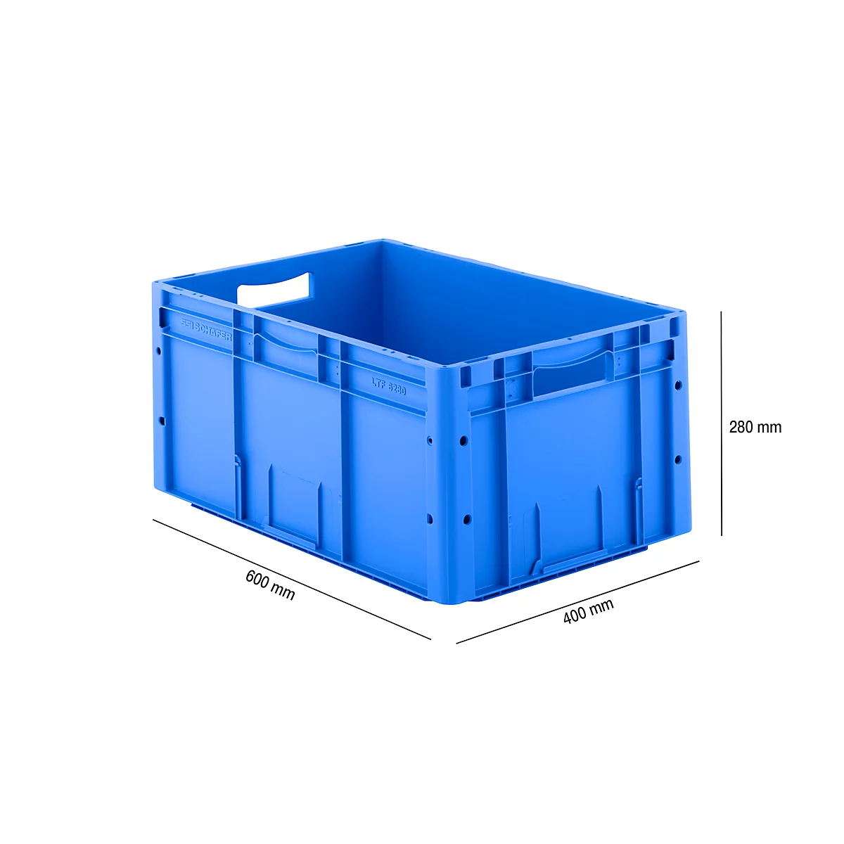 Euro Box série LTF 6280, en PP, capacité 53,8 L, poignée traversante, bleu
