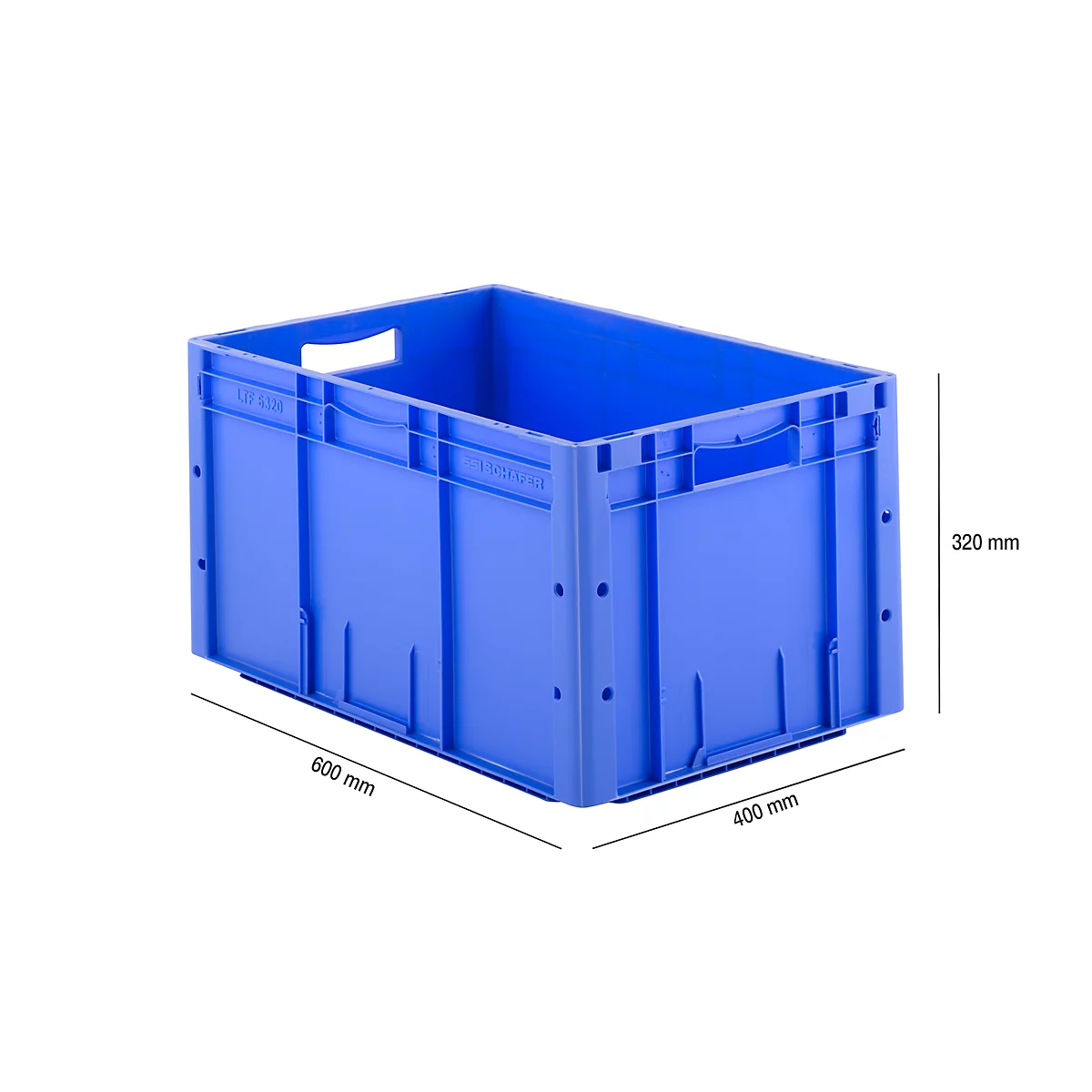 Euro Box série LTF 6320, en PP, capacité 62,7 L, poignée traversante, bleu