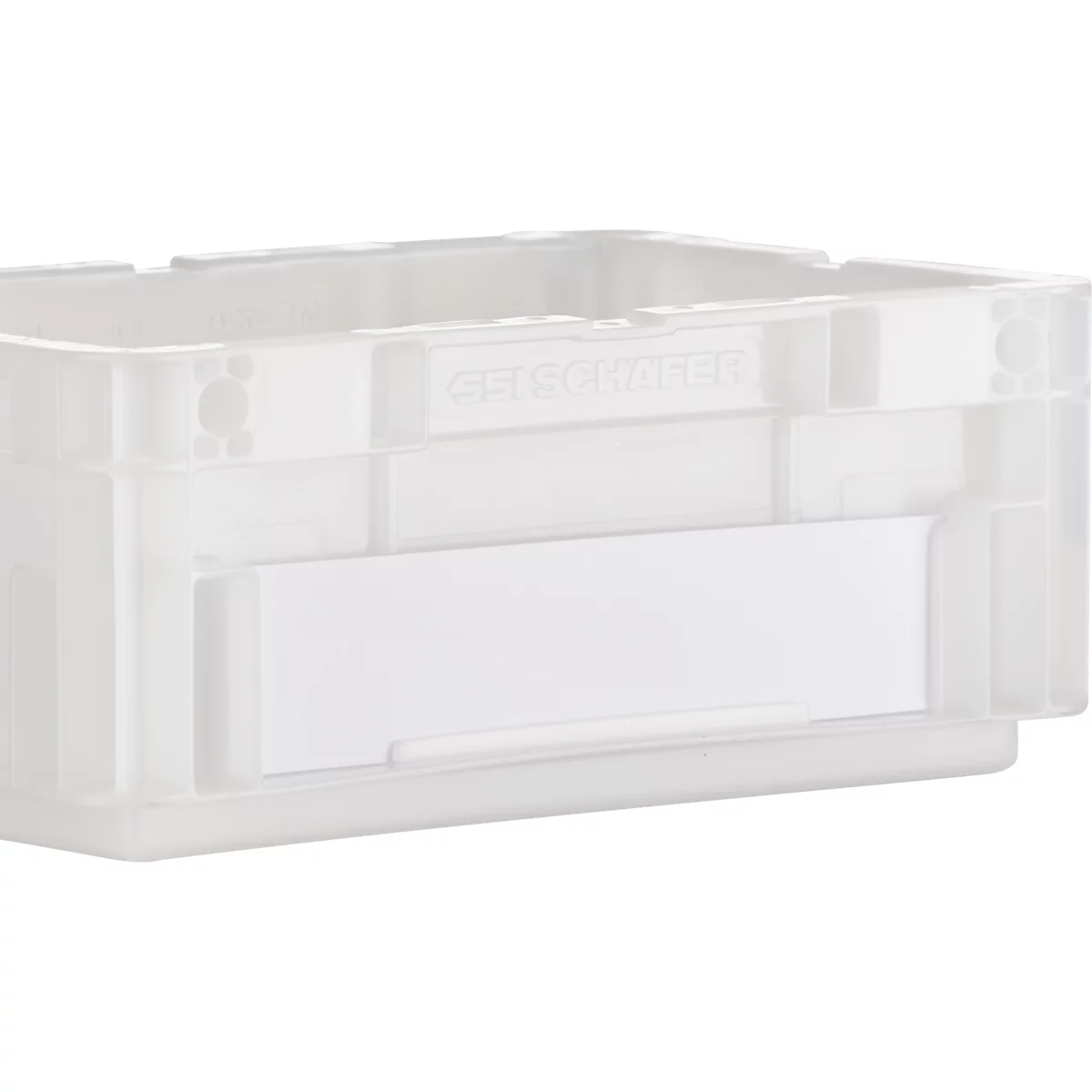 Caisse en plastique transparente avec l'inscription 'FRISCHAUFER'.