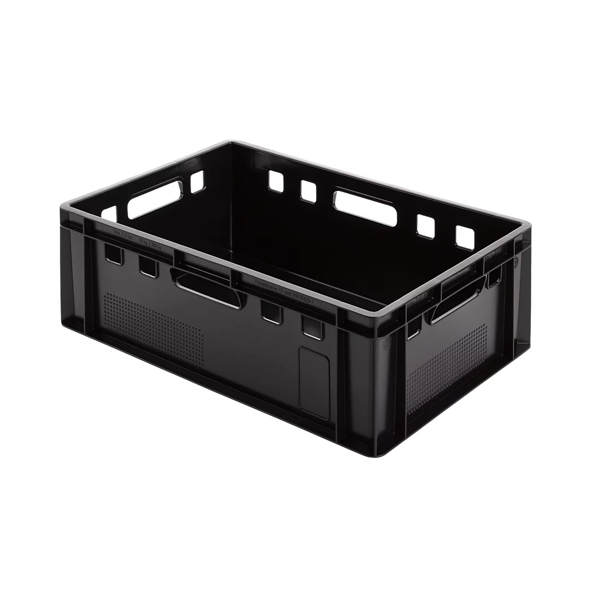Euro Box vleeskrat, voedselveilig, inhoud 35,3 liter, gesloten uitvoering, zwart