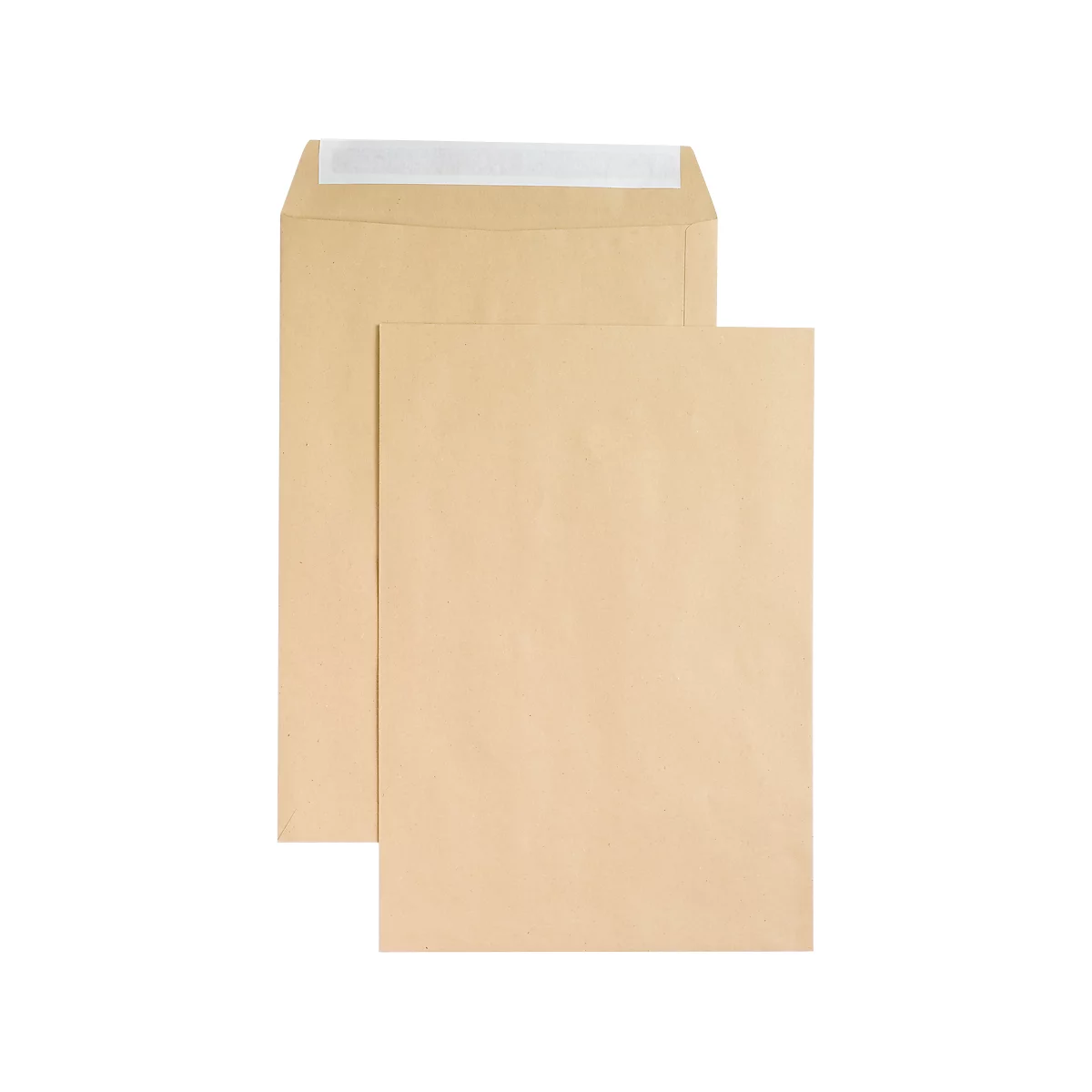Two brown envelopes, one open, in front of a white background.