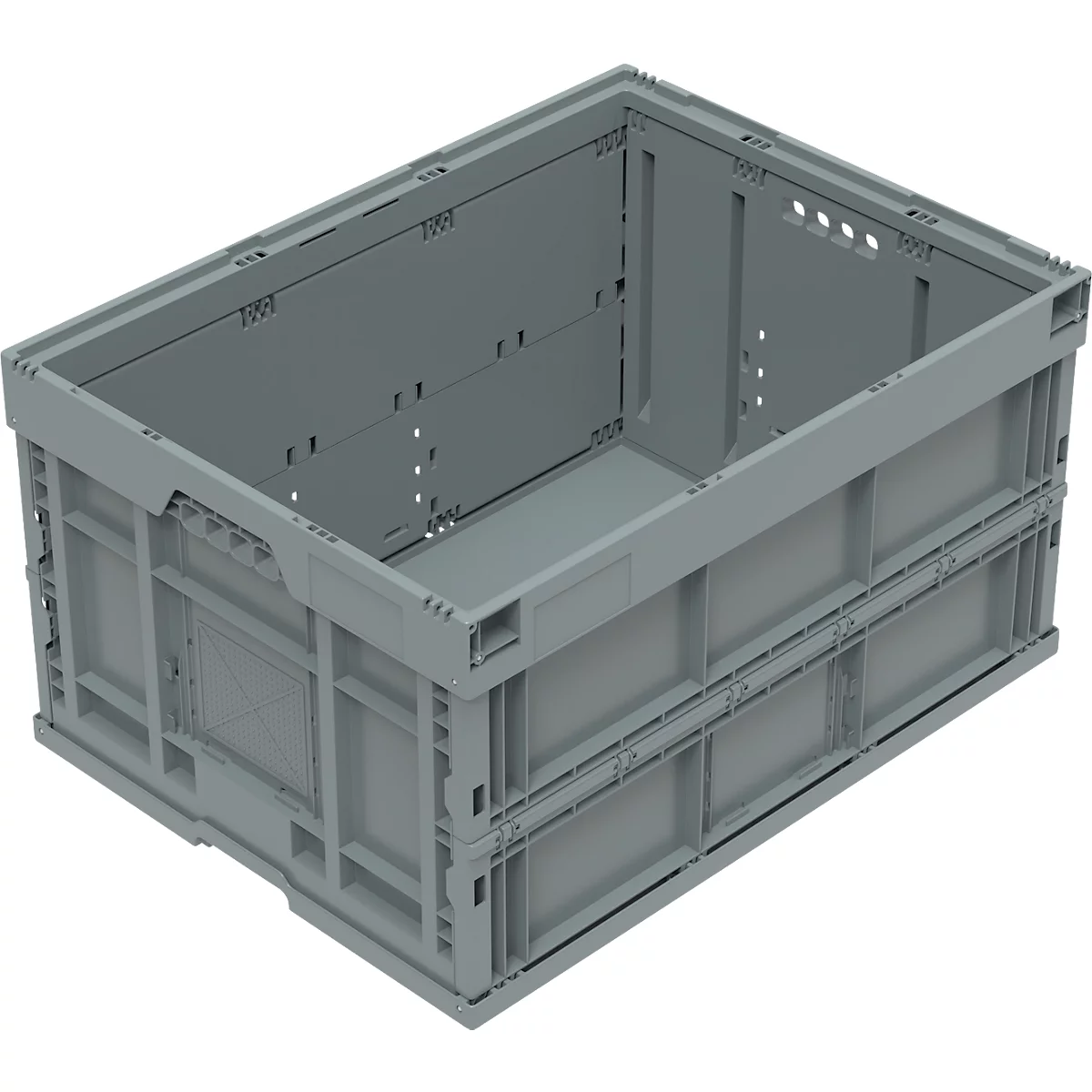 EURO formaat vouwbox 8645, zonder deksel, inhoud 171,2 l, met eindsectie slot, grijs