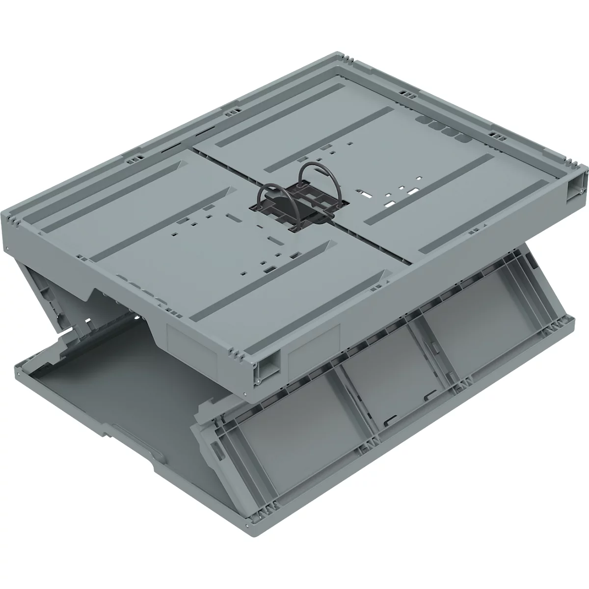 EURO formaat vouwbox 8645, zonder deksel, inhoud 171,2 l, met eindsectie slot, grijs