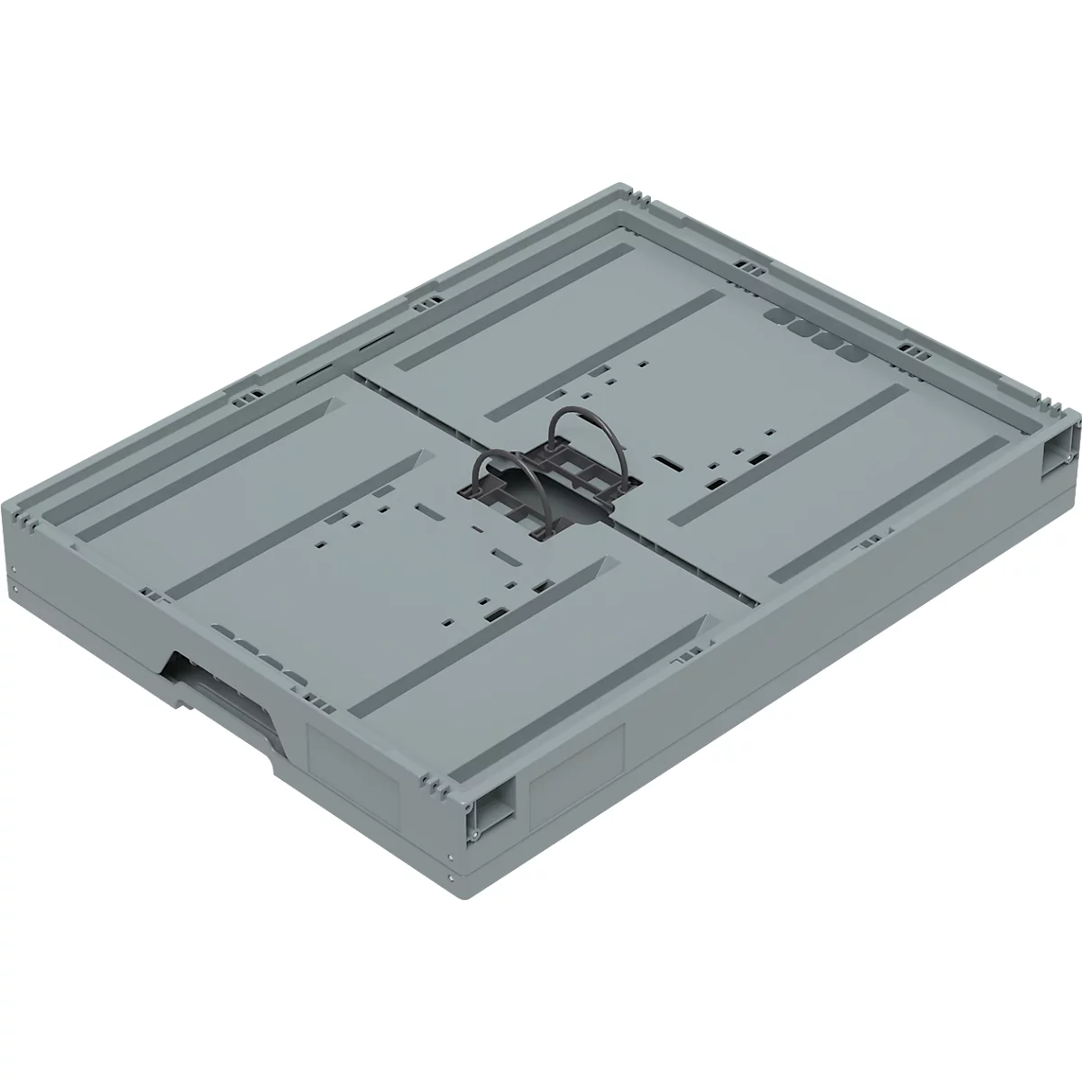 EURO formaat vouwbox 8645, zonder deksel, inhoud 171,2 l, met eindsectie slot, grijs