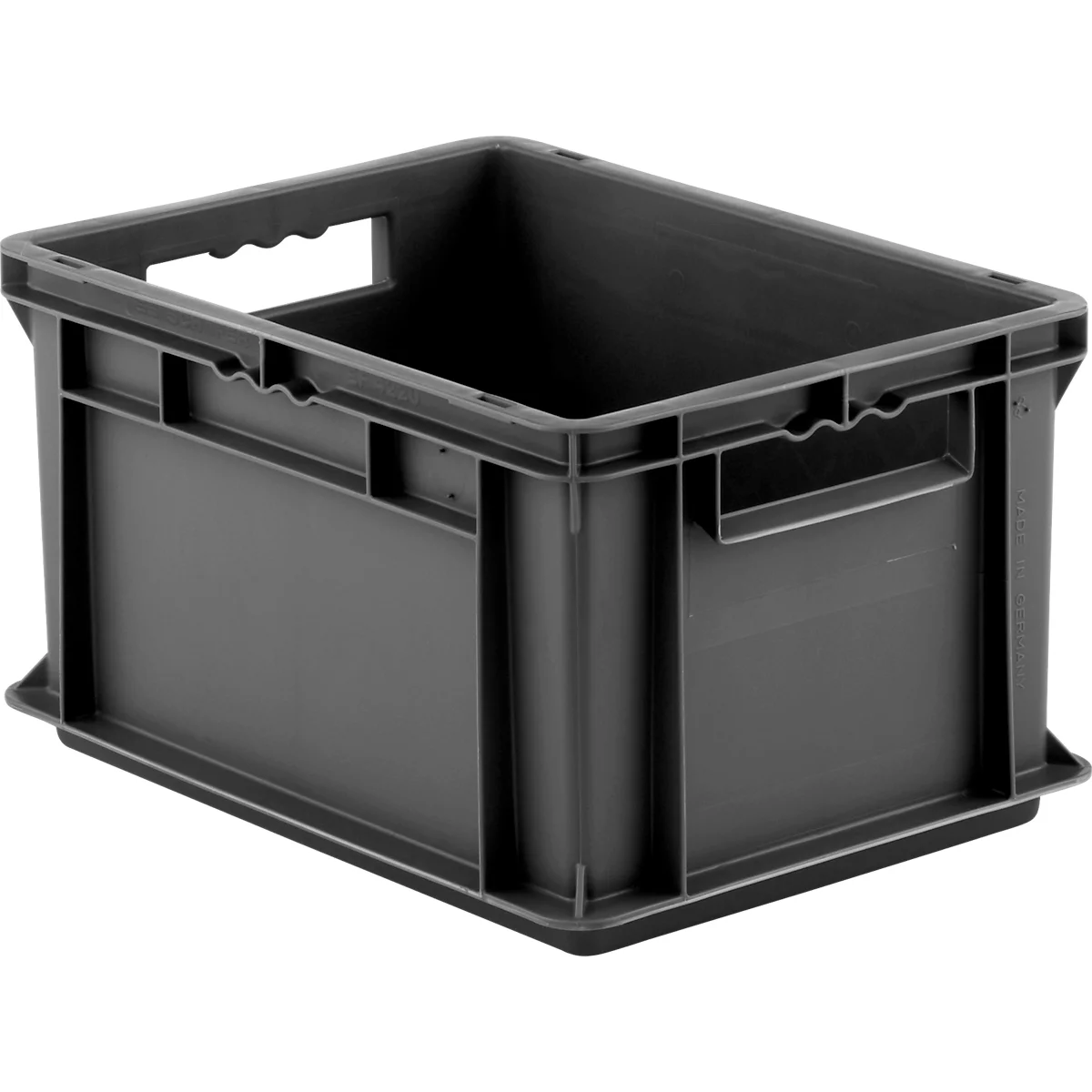 Euro-Maß-Behälter Serie EF 4220, Inhalt 20,4 l, Durchfassgriff, eisengrau
