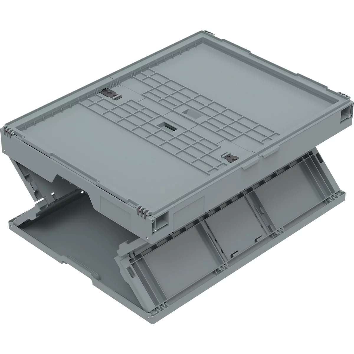 EURO-Maß Faltbox 8645 DS, mit Deckel, Volumen 171,2 l, mit Stirnteilsicherung, grau