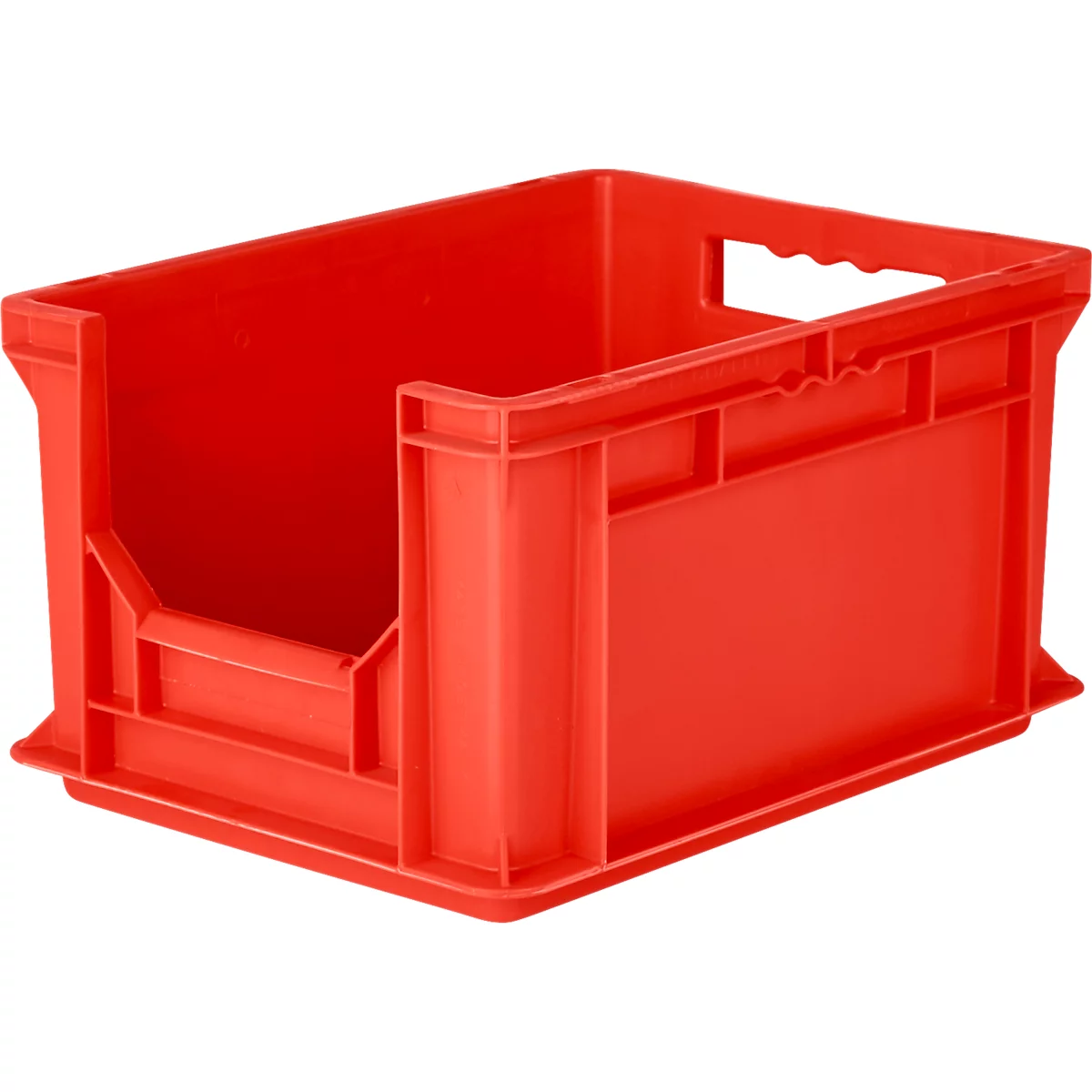 Eurobox EF 4220 F1, 20,4 l, jusqu'à 15 kg, paroi frontale fermée &amp; semi-ouverte, poignées traversantes, empilable, L 400 x l 300 x H 200 mm, PP recyclé, rouge