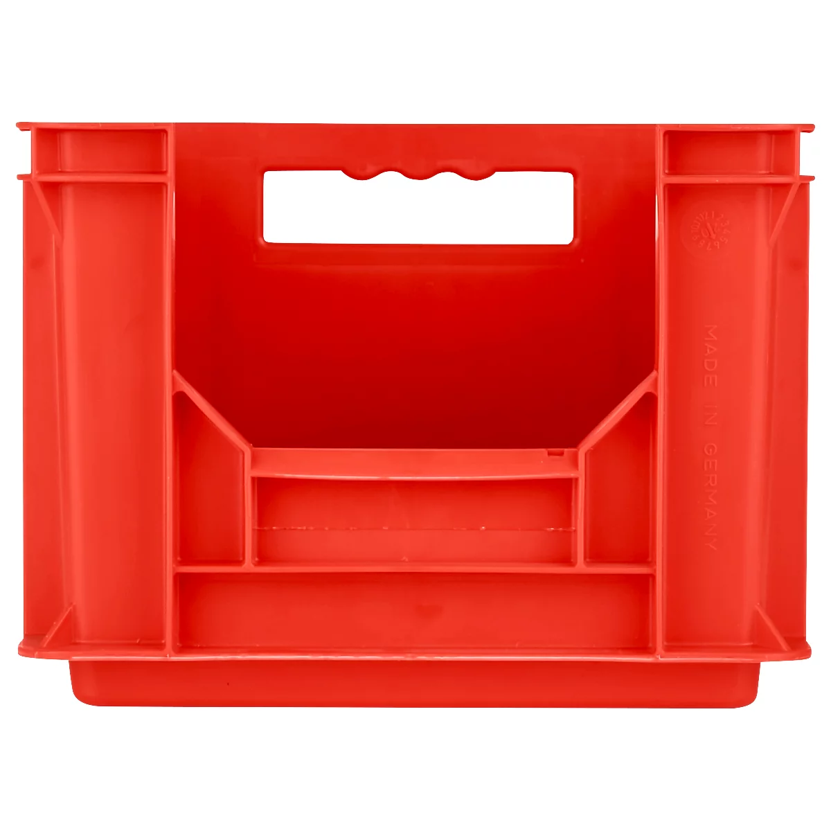Eurobox EF 4220 F1, 20,4 l, jusqu'à 15 kg, paroi frontale fermée &amp; semi-ouverte, poignées traversantes, empilable, L 400 x l 300 x H 200 mm, PP recyclé, rouge