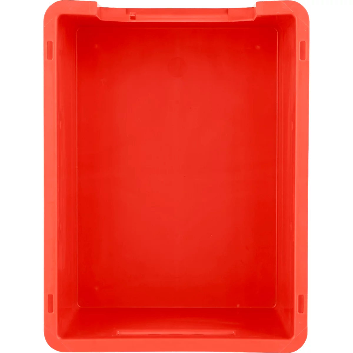 Eurobox EF 4220 F1, 20,4 l, jusqu'à 15 kg, paroi frontale fermée &amp; semi-ouverte, poignées traversantes, empilable, L 400 x l 300 x H 200 mm, PP recyclé, rouge