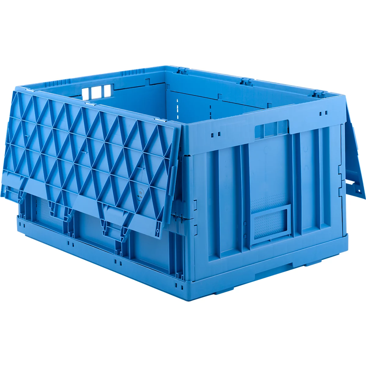 Eurobox plegable FK 8450, L 800 x W 600 x H 450 mm, 173 l, con tapa, azul