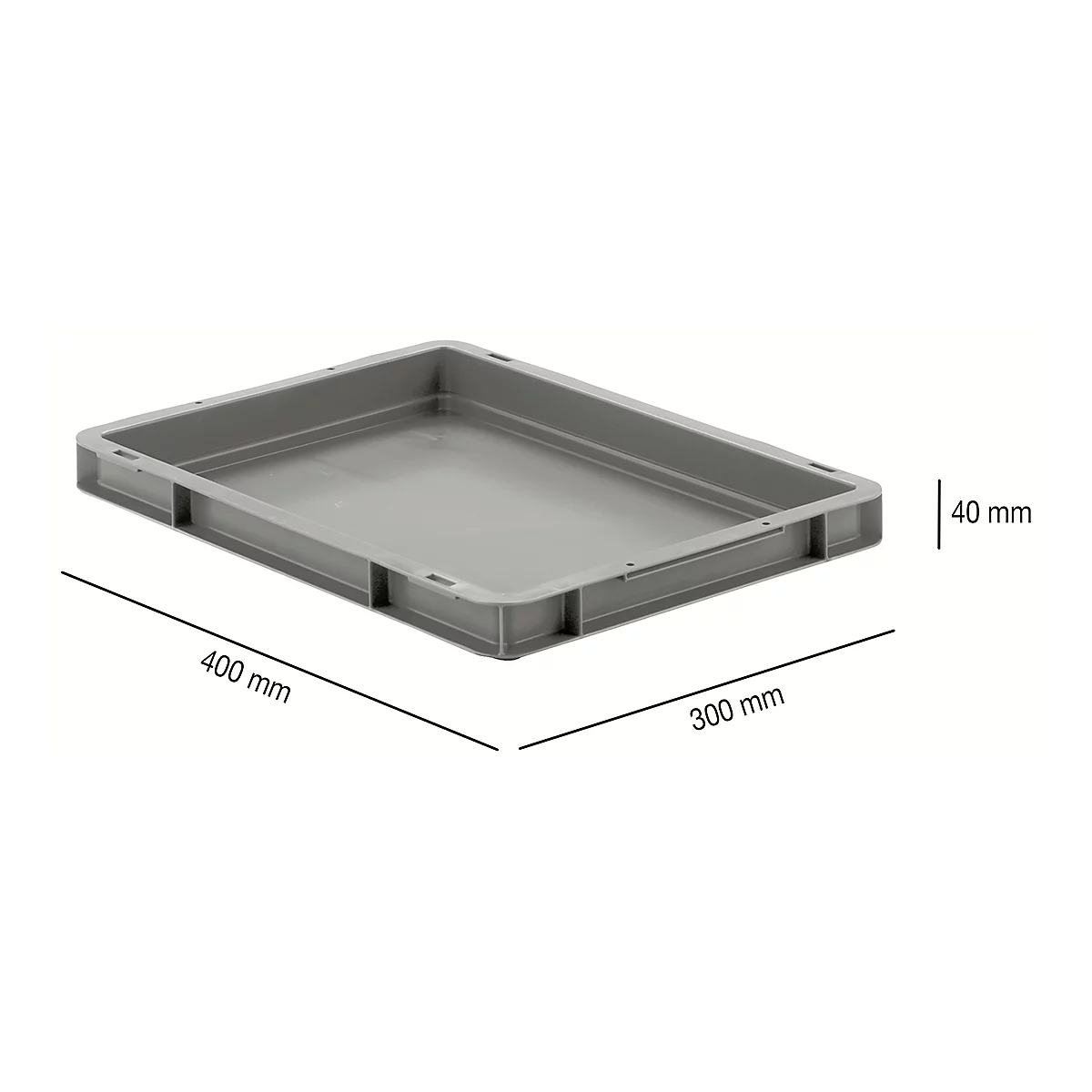 Eurobox serie EF 4040, gemaakt van PP, inhoud 3,6 L, gesloten wanden, bodemgreep, grijs
