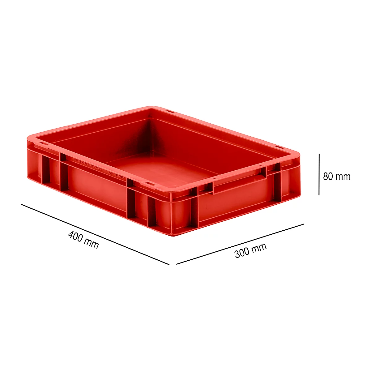 Eurobox serie EF 4080, de PP, capacidad 7,4 litros, paredes cerradas, asa inferior, rojo