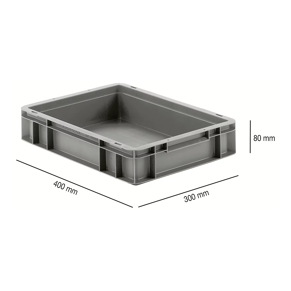 Eurobox serie EF 4080, gemaakt van PP, inhoud 7,4 L, gesloten wanden, bodemgreep, grijs