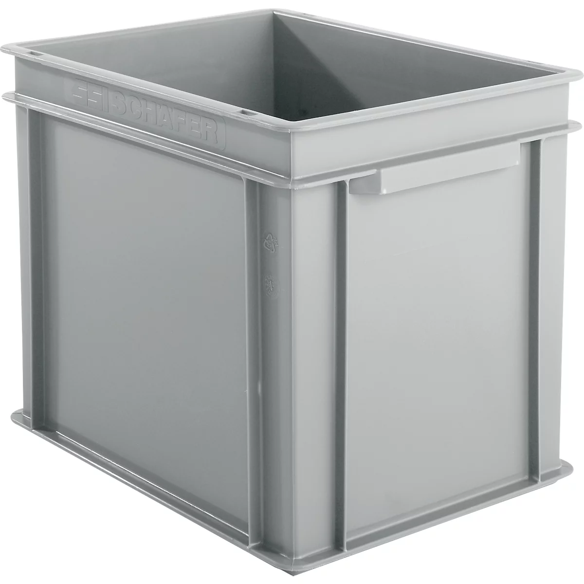 Eurobox-serie EF 4320, gemaakt van PP, inhoud 29,5 L, gesloten wanden, bodemgreep, grijs