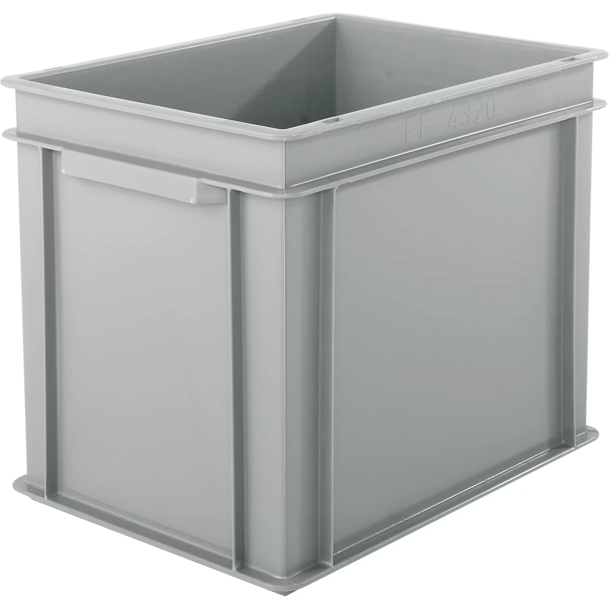 Eurobox-serie EF 4320, gemaakt van PP, inhoud 29,5 L, gesloten wanden, bodemgreep, grijs