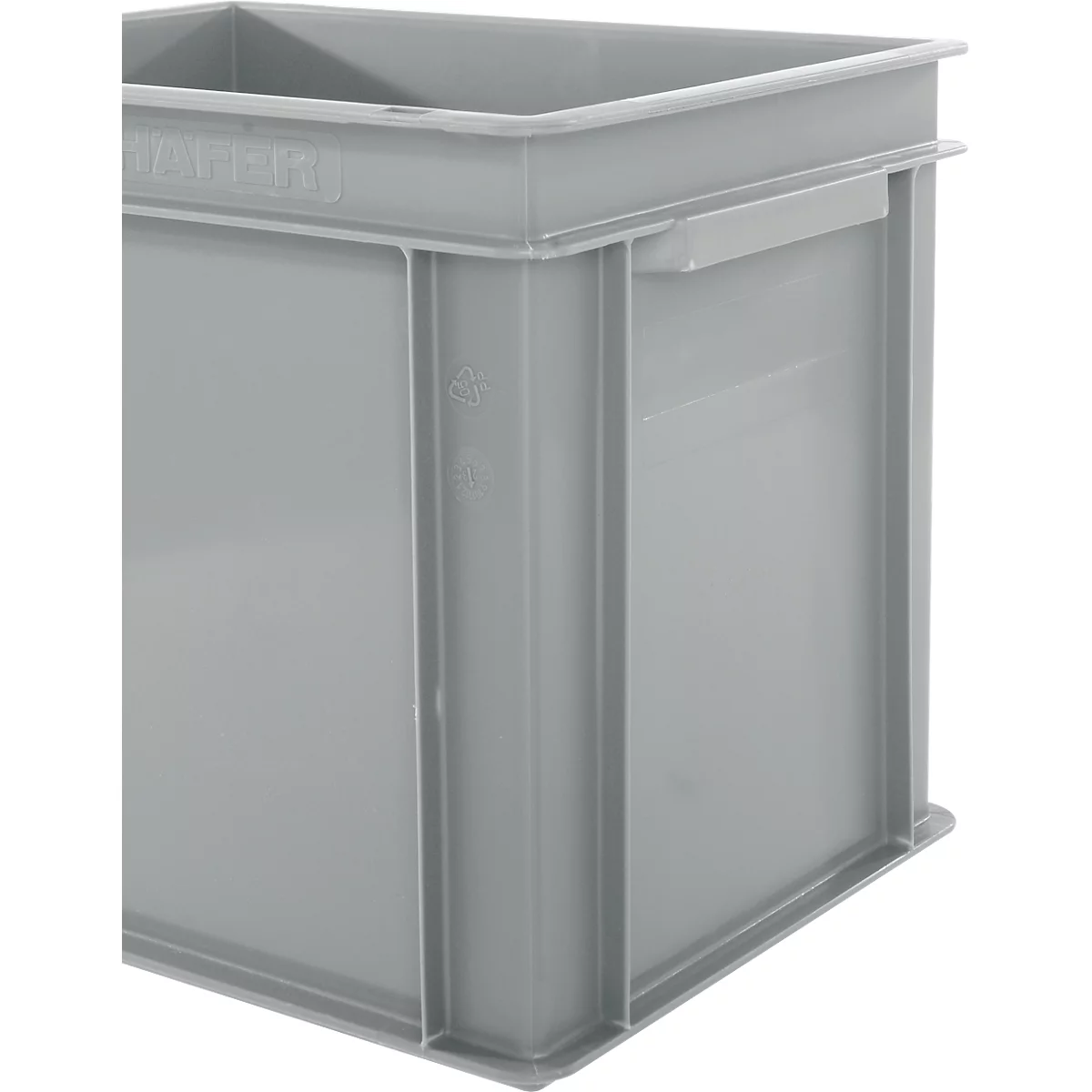 Eurobox-serie EF 4320, gemaakt van PP, inhoud 29,5 L, gesloten wanden, bodemgreep, grijs