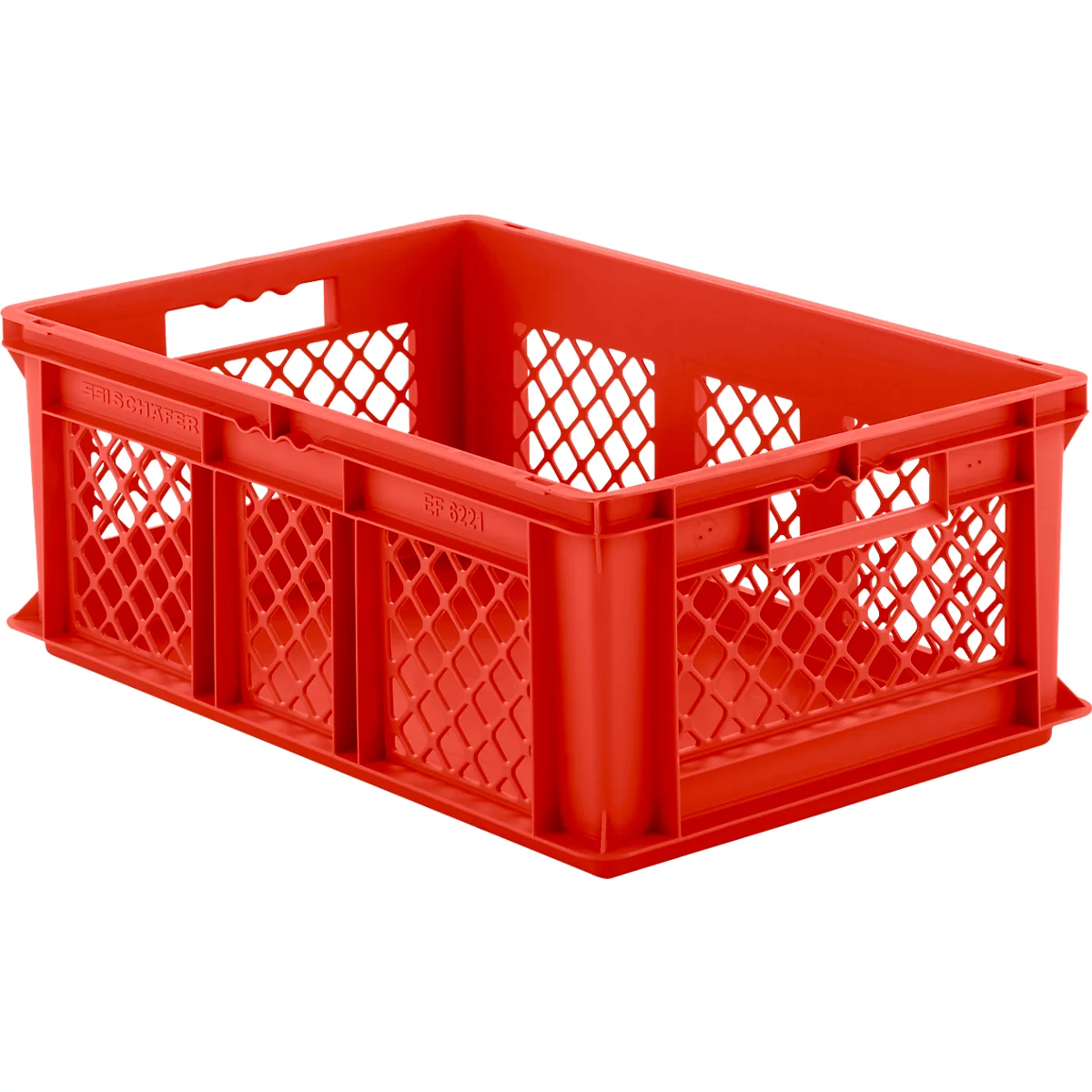 Eurobox serie EF 6221, van PP, inhoud 43,5 l, geperforeerde wanden, rood, open handgreep