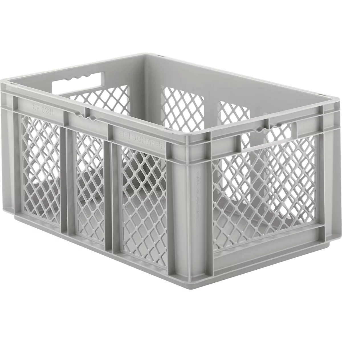 Eurobox serie EF 6281, van PP, inhoud 56,6 l, geperforeerde wanden, grijs, open handgreep